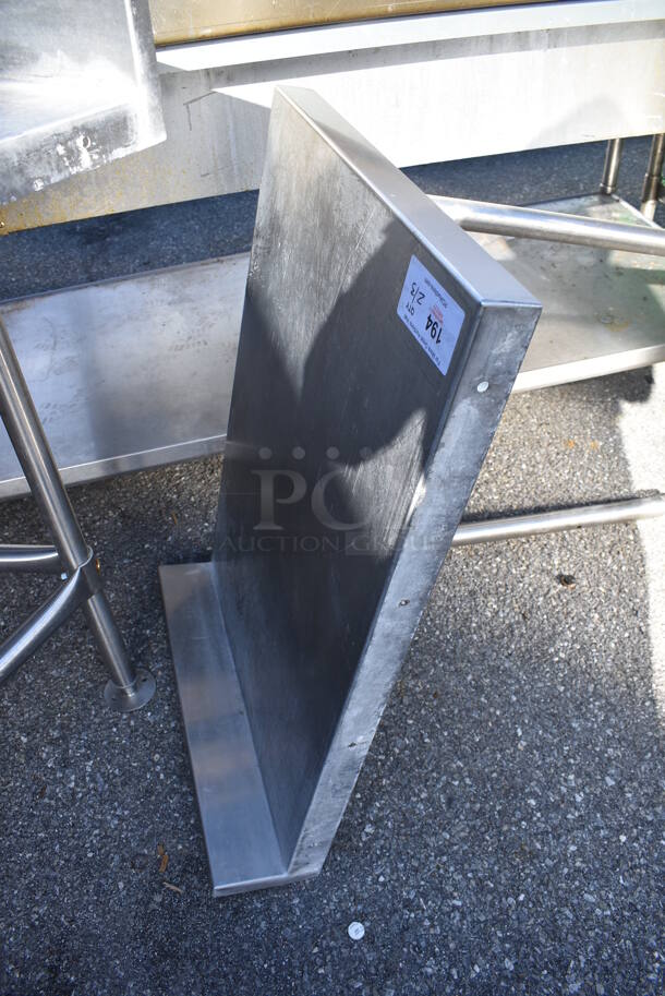 Stainless Steel Table w/ Back Splash. Missing 2 Legs. 24x34x40 - Image 4 of 4