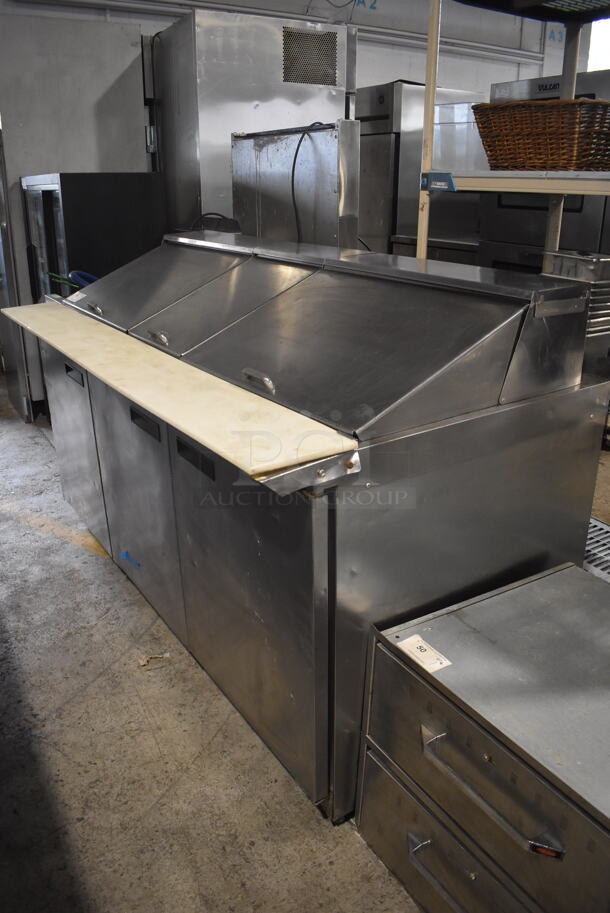 Delfield 4472N-3DM Commercial Stainless Steel Three Door Sandwich/Salad Prep Refrigerator Station on Commercial Casters. 115V/1 Phase. Can't Test Due To Cut Cord - Image 3 of 9