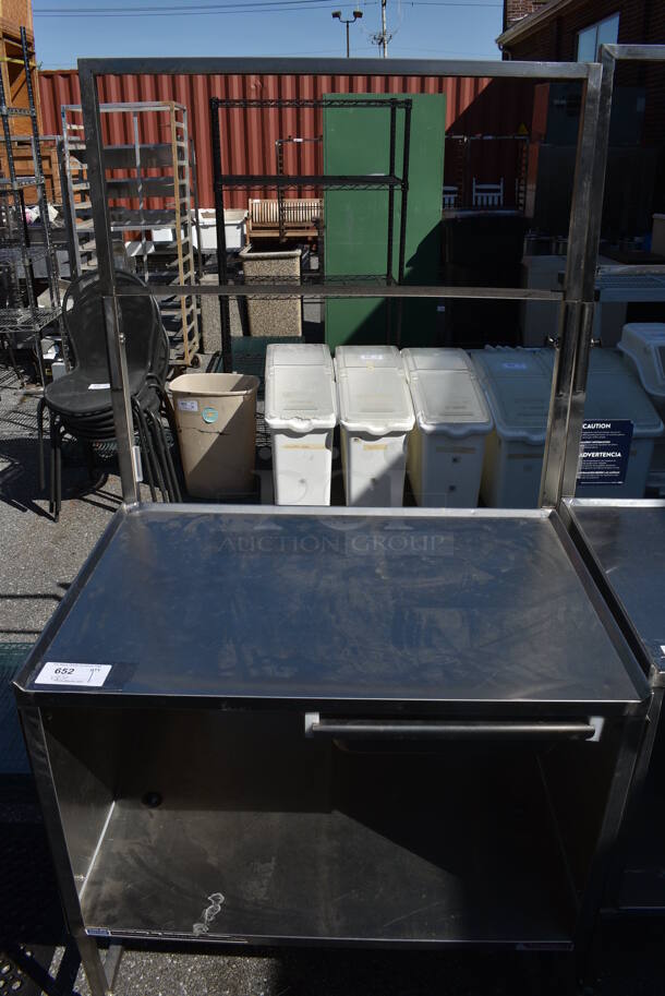 Stainless Steel Commercial Portable Counter w/ Drawer and Under Shelf on Commercial Casters. 36x27x72