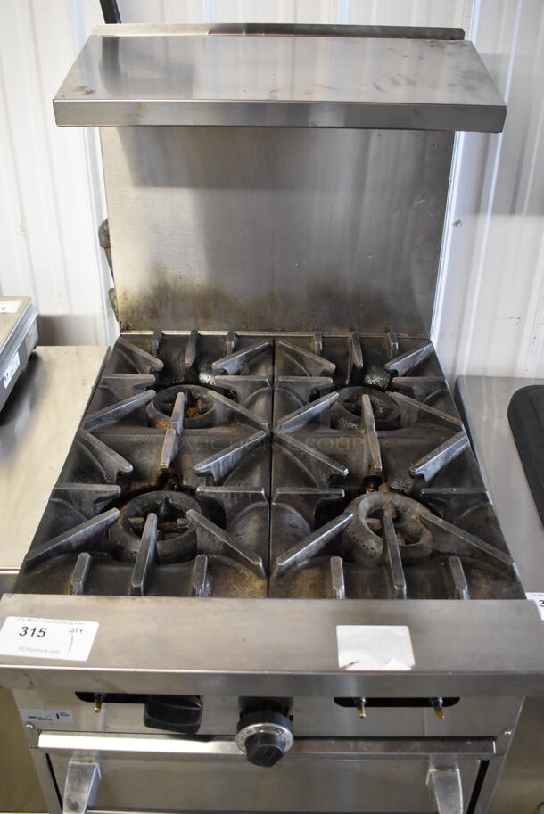Garland SunFire Stainless Steel Commercial Natural Gas Powered 4 Burner Range w/ Oven, Over Shelf and Back Splash. 23.5x35x57 - Image 4 of 6