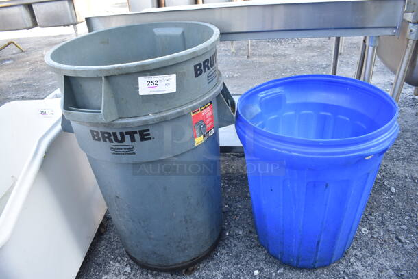 3 Poly Trash Cans w/ 2 Trash Can Dollies. 26x2232, 21x21x28. 3 Times Your Bid! - Image 1 of 3