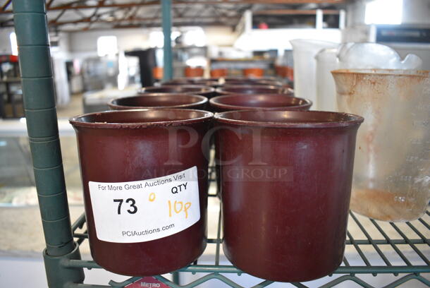 ALL ONE MONEY! Lot of 10 Carlisle Poly Maroon Cylindrical Bins! 5x5x5 - Image 2 of 4