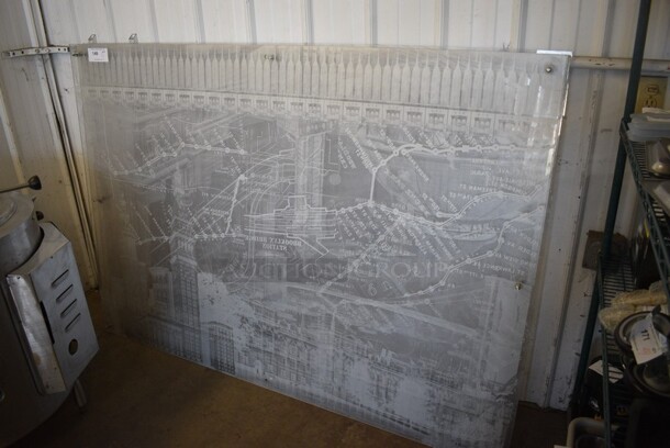 4 White and Clear Poly Pictures w/ Skyline and Subway Map Designs. 72x0.25x51. 4 Times Your Bid!