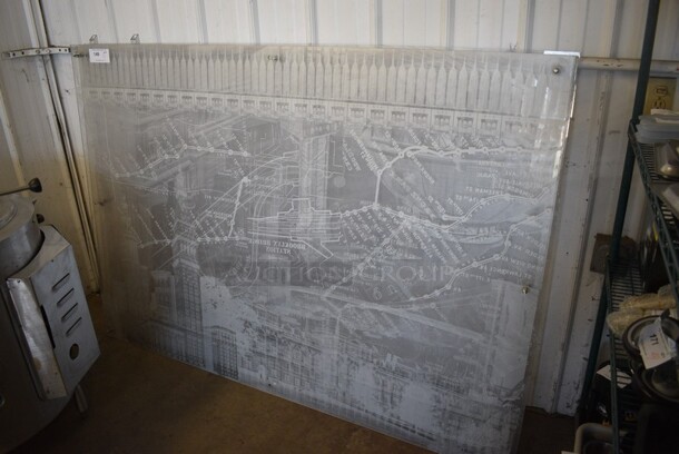 4 White and Clear Poly Pictures w/ Skyline and Subway Map Designs. 72x0.25x51. 4 Times Your Bid! - Image 1 of 4