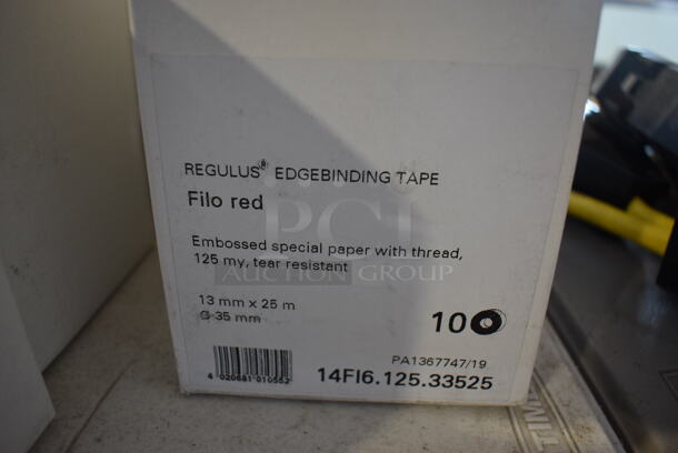 3 BRAND NEW Boxes of Regulus Edgebinding Tape. Red. 3 Times Your Bid! - Image 3 of 4
