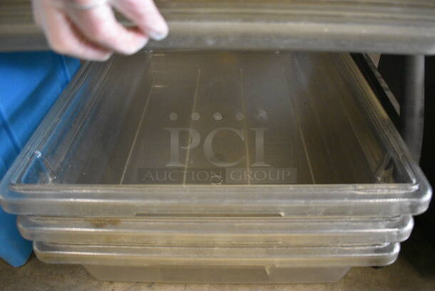 ALL ONE MONEY! Lot of 3 Clear Poly Bins w/ 9 Lids! 18x26x5 - Image 3 of 3