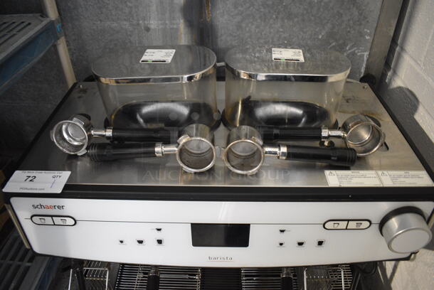 Schaerer Barista Stainless Steel Commercial Countertop 2 Group Espresso Machine w/ 6 Portafilters, 2 Steam Wands and 2 Hoppers. 208 Volts, 1 Phase. 29x22x30 - Image 3 of 6