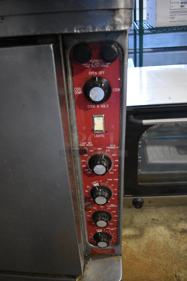 2 Blodgett Stainless Steel Commercial Electric Powered Full Size Convection Ovens w/ Solid Doors, Metal Oven Racks and Thermostatic Controls. 208-220 Volts, 3 Phase. 38x39x65. 2 Times Your Bid! - Image 9 of 10