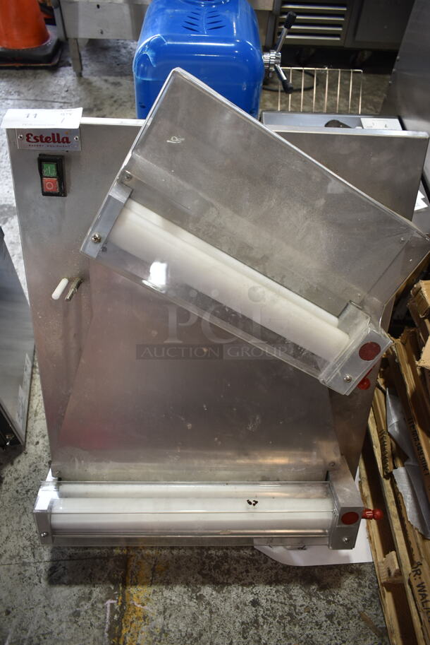 BRAND NEW SCRATCH AND DENT! Estella 348EDS18D Stainless Steel Commercial Countertop Two Stage Dough Sheeter. 120 Volts, 1 Phase. Tested and Working! - Image 4 of 7