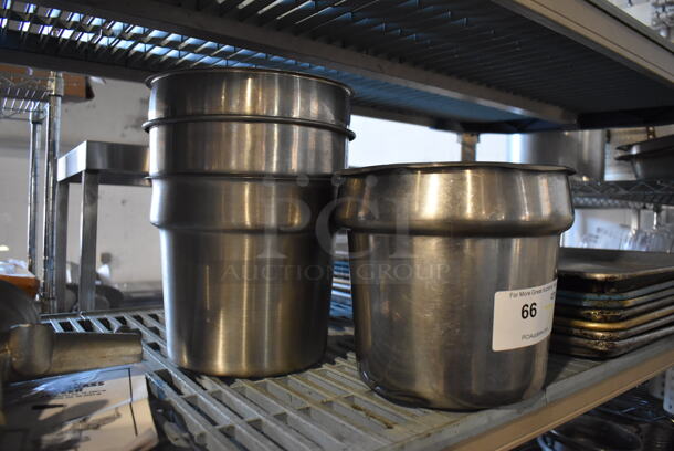 7 Stainless Steel Cylindrical Drop In Bins. 9.5x9.5x8. 7 Times Your Bid! - Image 2 of 4