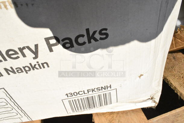 23 BRAND NEW Boxes Including 130CLFKSNH Choice Clear Heavy Weight Wrapped Plastic Cutlery Pack with Napkin - 500/Case, 394345LNoble NexGen Powder-Free Disposable Black Hybrid 3 Mil Thick Gloves - Large - 1000/Case, 394345L Noble NexGen Powder-Free Disposable Black Hybrid 3 Mil Thick Gloves - Large - 1000/Case, 433NACHOL Carnival King Large Two Compartment Plastic Nacho Tray - 500/Case, 433W20SHBGC Choice 20 lb. Shorty White Paper Bag - 500/Case, 245CPB10WHTPRINT Choice 10" x 10" x 2" White Corrugated Pizza Box - 50/Case. 23 Times Your Bid!  - Image 2 of 12