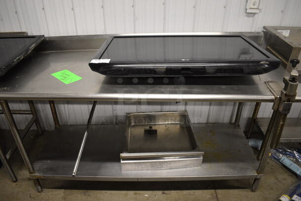 Stainless Steel Commercial Table w/ Back Splash and Under Shelf. 72x30x40