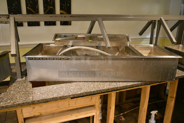 Buffet Station w/ 2 Steam Table Inserts and Sneeze Guard. BUYER MUST REMOVE: Bring Tools and Manpower Needed To Remove This Item. This Unit Was In Working Condition When the Restaurant Closed. (main dining room) - Image 5 of 9