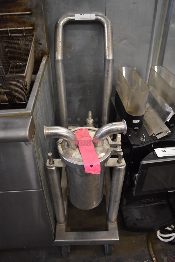 Metal Commercial Floor Style Portable Fryer Oil Filtration Pump System on Commercial Casters. 14x31x42 - Image 2 of 5