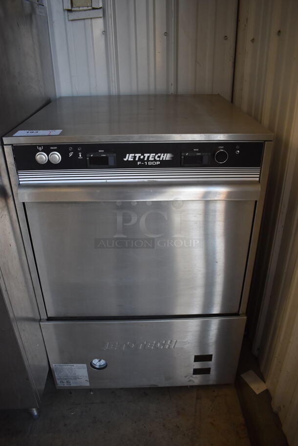 Jet Tech F-18DP Stainless Steel Commercial Undercounter Dishwasher. 220 Volts, 1 Phase. 24x25x35 - Image 1 of 6