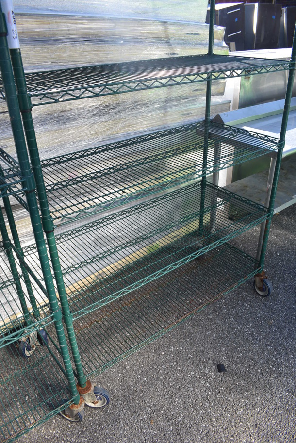 Green Finish 6 Tier Wire Shelving Unit on Commercial Casters. BUYER MUST DISMANTLE. PCI CANNOT DISMANTLE FOR SHIPPING. PLEASE CONSIDER FREIGHT CHARGES. 48x21x80 - Image 3 of 3