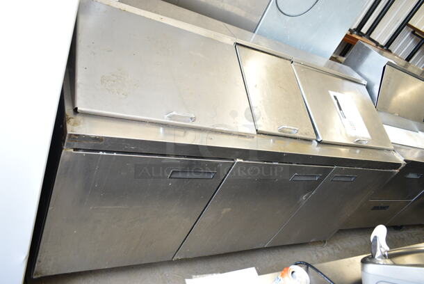 2018 Delfield 4472N-30M Stainless Steel Commercial Sandwich Salad Prep Table Bain Marie Mega Top on Commercial Casters. Missing Left Side Mega Top Bracket. 115 Volts, 1 Phase. Tested and Working! - Image 1 of 10