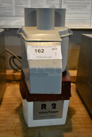 Robot Coupe R2 Metal Commercial Countertop Food Processor. 120 Volts, 1 Phase. This Unit Was In Working Condition When the Restaurant Closed. (basement) 