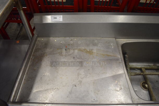 Stainless Steel Commercial 3 Bay Sink w/ Left Side Drainboard, 2 Faucets, 2 Handle Sets and Spray Nozzle Attachment. 110x30x25. Bays 24x24x12. Drainboards 30x25x1 - Image 2 of 6