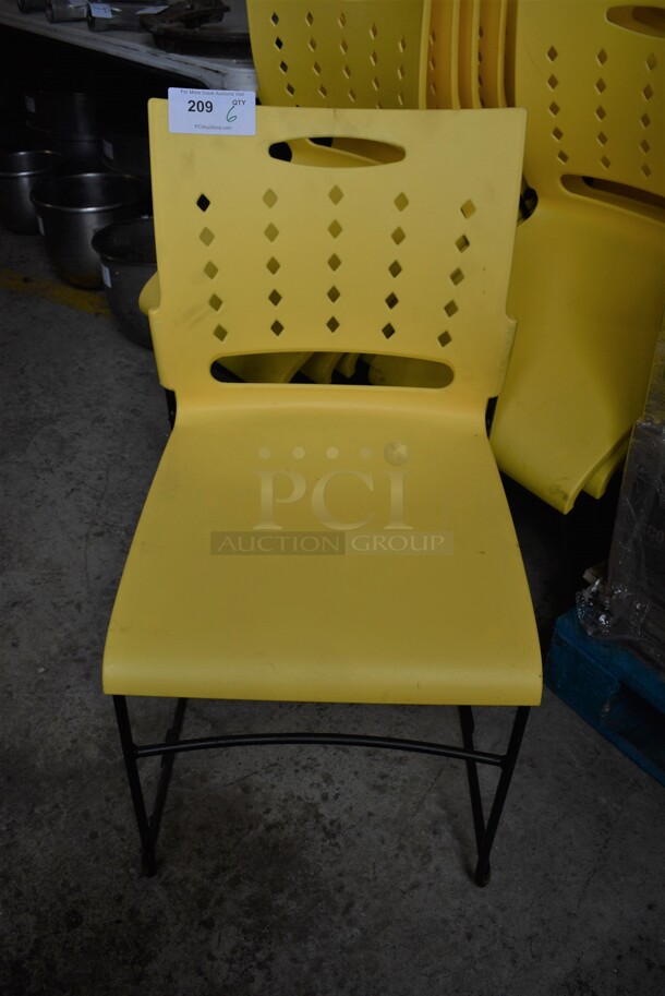 4 Yellow Poly Chairs on Metal Legs. Stock Picture - Cosmetic Condition May Vary. 17x19x33. 4 Times Your Bid!