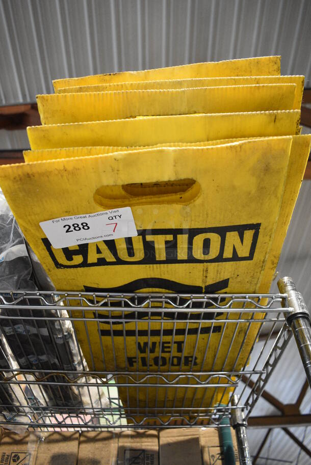 7 Yellow Caution Signs. 12x10x20. 7 Times Your Bid!