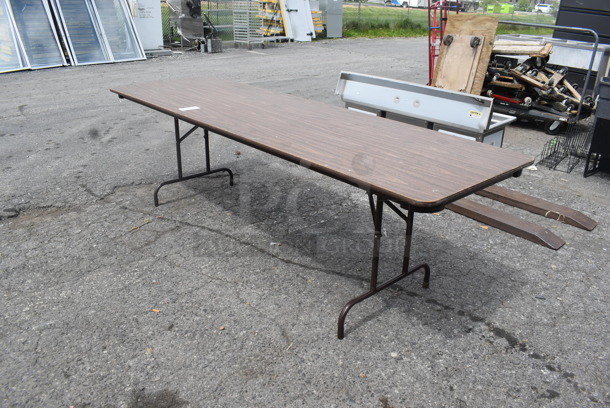 Wood Colored Folding Table w/ Metal Legs - Image 3 of 3