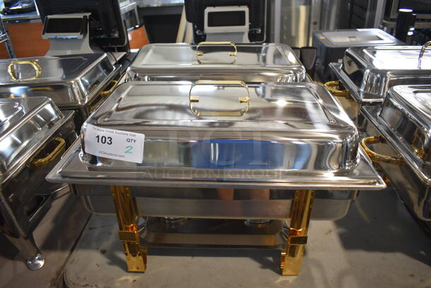 2 Stainless Steel Chafing Dishes w/ Drop Ins and Lids. 23x14x14. 2 Times Your Bid!