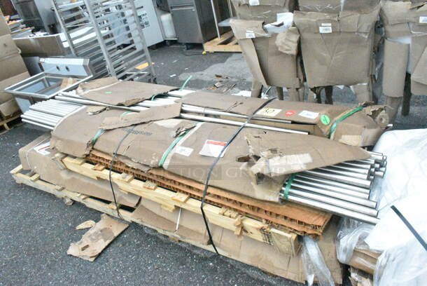 2 BRAND NEW SCRATCH AND DENT! Items Including Regency 600FSMSROB120 Left to Right Cross Brace for 120" Sinks and Regency 600FSMSROB96 Left to Right Cross Brace for 96" Sinks. May Be Missing Pieces. 2 Times Your Bid!  - Image 2 of 4