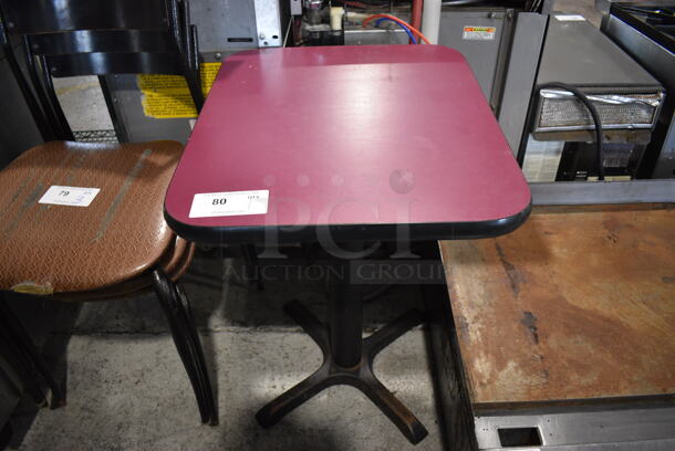 Purple Dining Table on Black Metal Table Base. 20x24x30