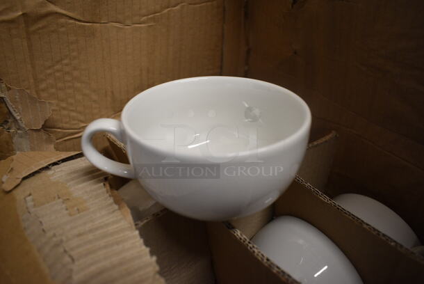24 BRAND NEW IN BOX! White Ceramic Mugs. 5.5x4.5x2.5. 24 Times Your Bid!