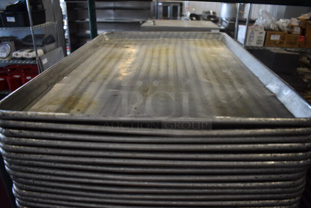 32 Metal Full Size Baking Pans. 18x26x1. 32 Times Your Bid!