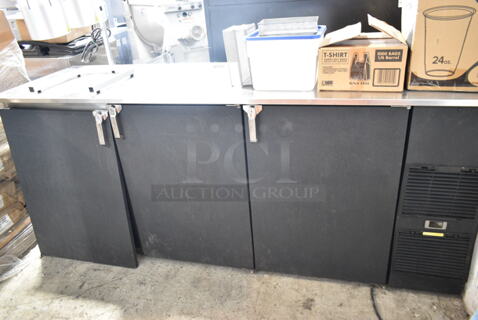 Glastender BB84-R1-BS(LRR) Metal Commercial 3 Door Back Bar Cooler. 115 Volts, 1 Phase. Tested and Working!