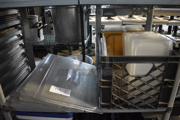 ALL ONE MONEY! Lot of Various Clear Poly Drop In Bin Lids Including Full Size, 1/2 Size and 1/3 Size