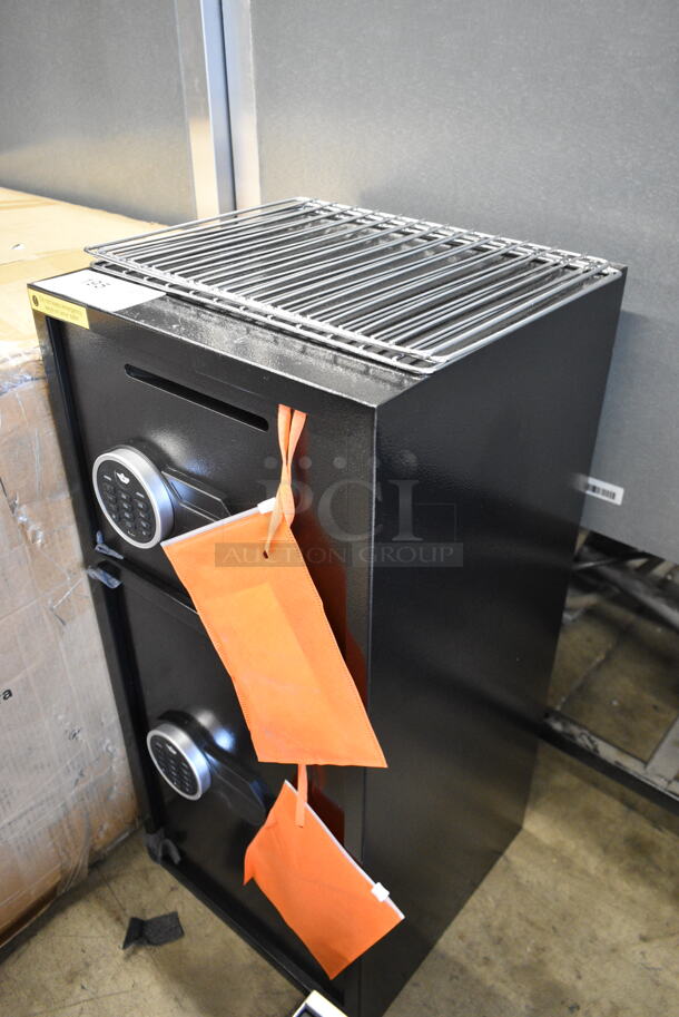 BRAND NEW SCRATCH AND DENT! Black Metal 2 Compartment Safe.  - Image 3 of 12