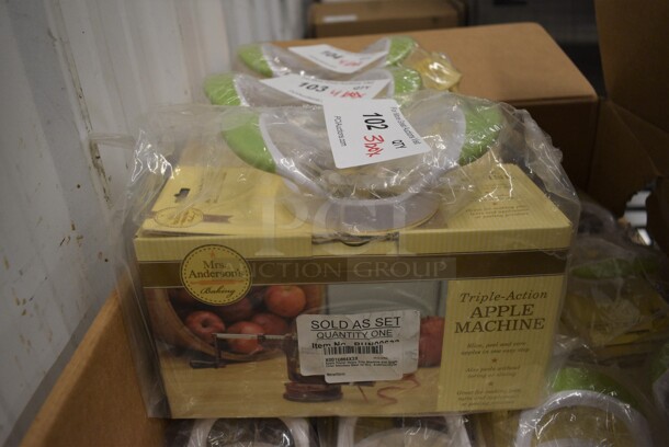 4 BRAND NEW IN BOX! Mrs Anderson's Triple Action Apple Machine w/ Apple Corer. 4 Times Your Bid!