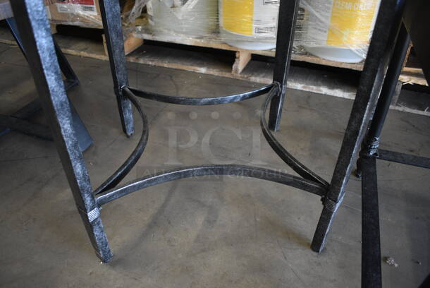 Wooden Round Tabletop on Black Metal Frame. 23.5x23.5x24.5 - Image 3 of 3