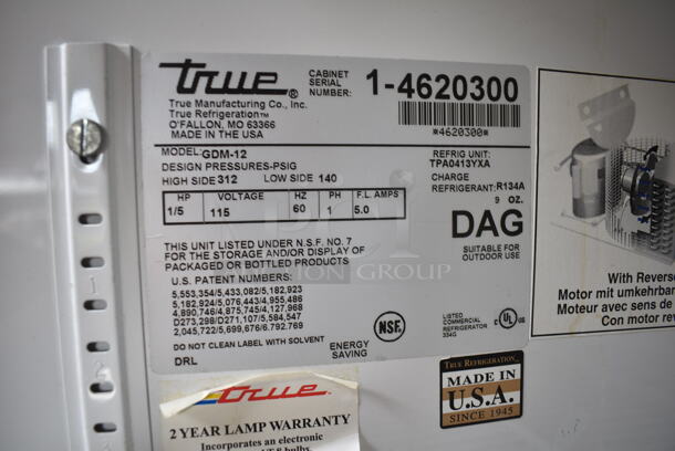 True GDM-12 Metal Commercial Single Door Reach In Cooler Merchandiser. 115 Volts, 1 Phase. Tested and Powers On But Does Not Get Cold - Image 5 of 5