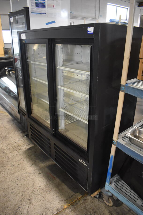 QBD CD4154SL Commercial Reach In Cooler in Black With Glass Sliding Doors and Polycoated Racks on Commercial Casters. 115V/1 Phase Tested And Working - Image 3 of 7