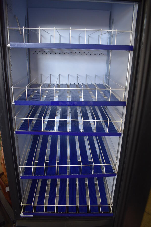 QBD Model CD26-HC Metal Commercial Single Door Reach In Cooler Merchandiser w/ Poly Coated Racks. 115 Volts, 1 Phase. 30x30x79. Tested and Working! - Image 3 of 5