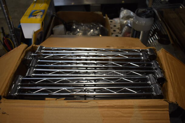 Box of 6 BRAND NEW HDX Chrome Finish Shelves. 48x18x1.5, 72" - Image 6 of 6
