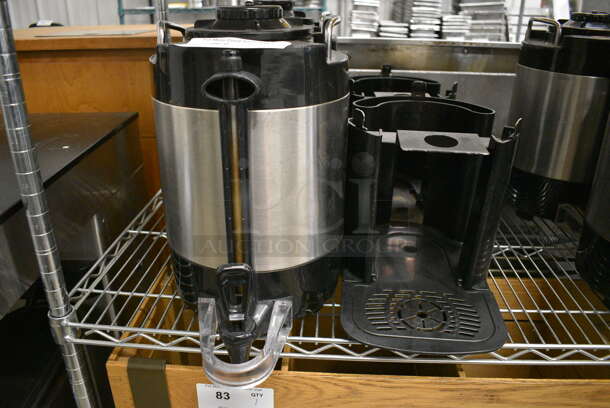 2 Stainless Steel and Black Poly Beverage Holder Dispenser and 2 Black Poly Stands w/ Drip Trays. 9x12x14, 9x13x10. 2 Times Your Bid! - Image 6 of 6