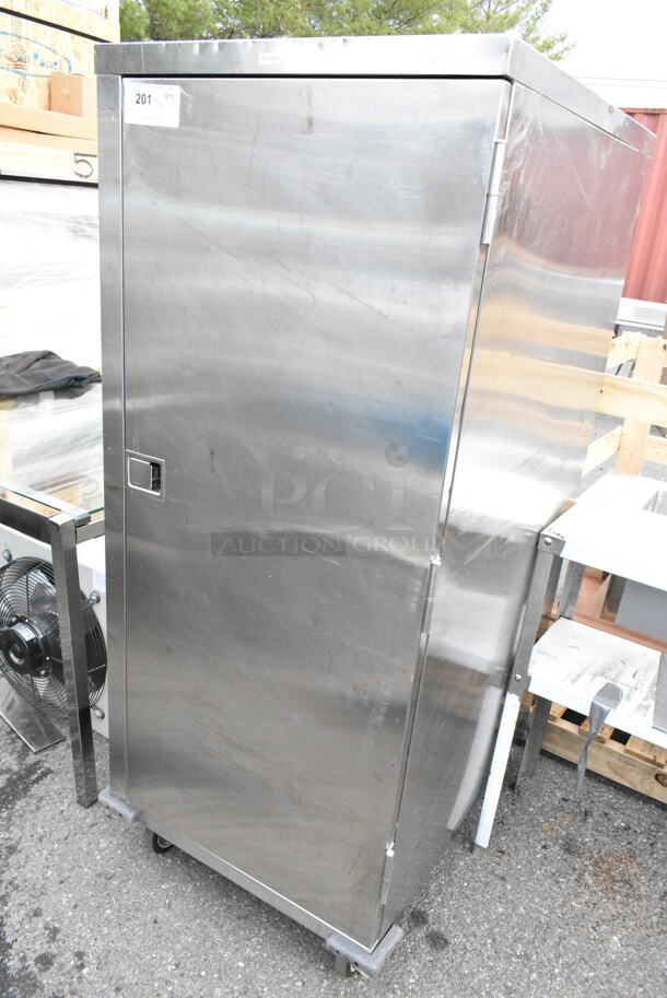 Stainless Steel Commercial Enclosed Pan Transport Rack on Commercial Casters.  - Image 1 of 3