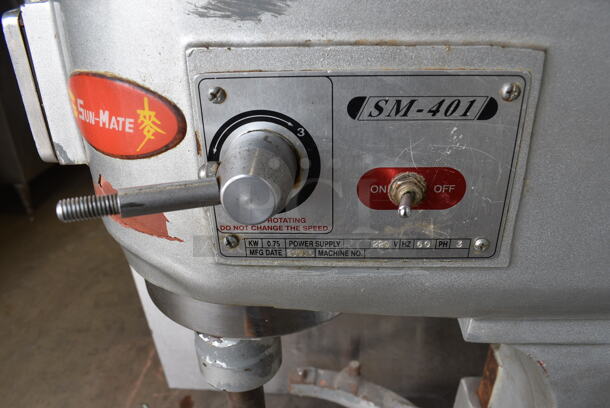 2015 Sun-Mate Model SM-401 Metal Commercial Floor Style 40 Quart Planetary Mixer. 220 Volts, 3 Phase. 22x20x40 - Image 3 of 8