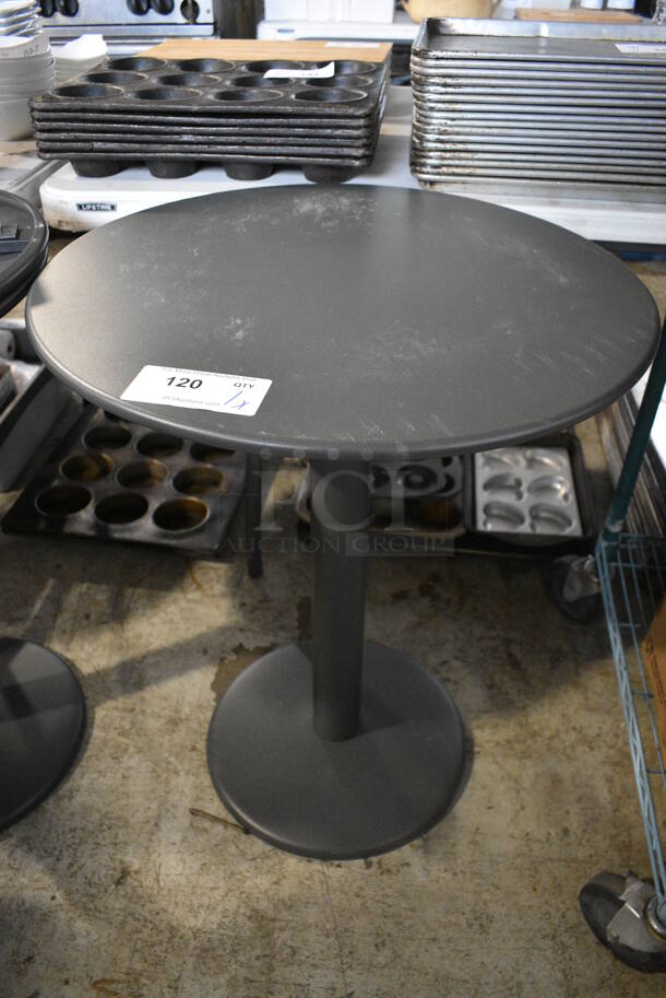 Black Round Dining Table. Stock Picture - Cosmetic Condition May Vary. 24x24x29.5