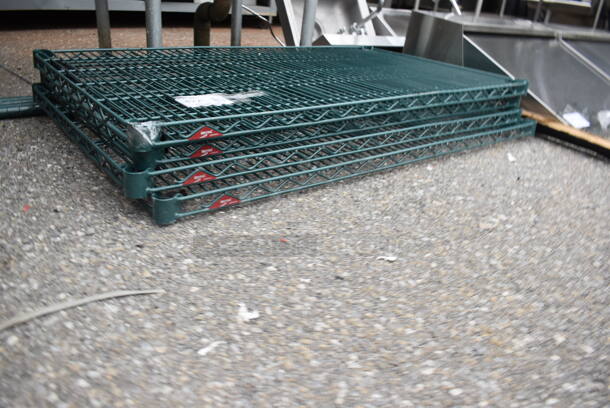 Disassembled Polycoated Rack Shelving Unit In Green With Legs  - Image 2 of 4