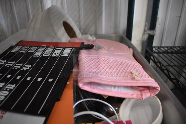 ALL ONE MONEY! Lot of Various Items Including Clothespins and Oven Mitts in Metal Bin! - Image 3 of 4