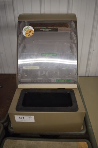Nemco Brown Metal Countertop Dry Cookie Merchandiser Display Case w/ Drink Bin. 15.5x22.5x23.5