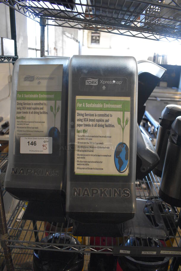 5 Tork Xpressnap Clear and Black Poly Countertop Napkin Dispensers. 8x12x23. 5 Times Your Bid! - Image 1 of 3