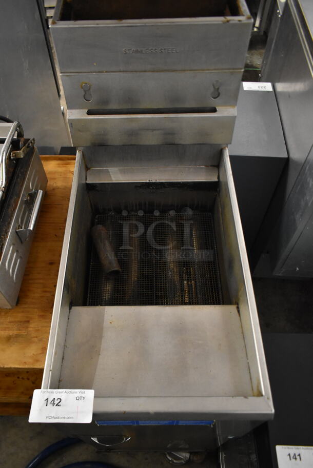 Superior Stainless Steel Commercial Floor Style Natural Gas Powered Deep Fat Fryer. 122,000 BTU  - Image 2 of 5
