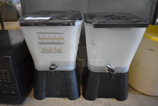 2 Clear and Black Poly Countertop Beverage Holder Dispensers. 11x13x18. 2 Times Your Bid!